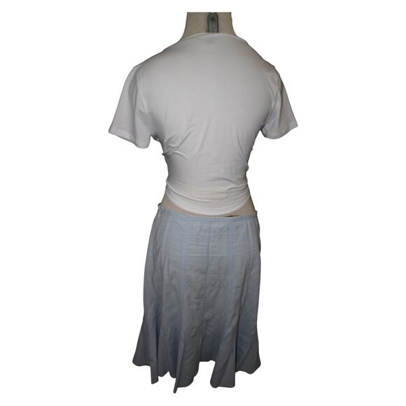 Dalia Collection Light Blue Linen Blend Midi Skirt Size 8 - Picture 1 of 13